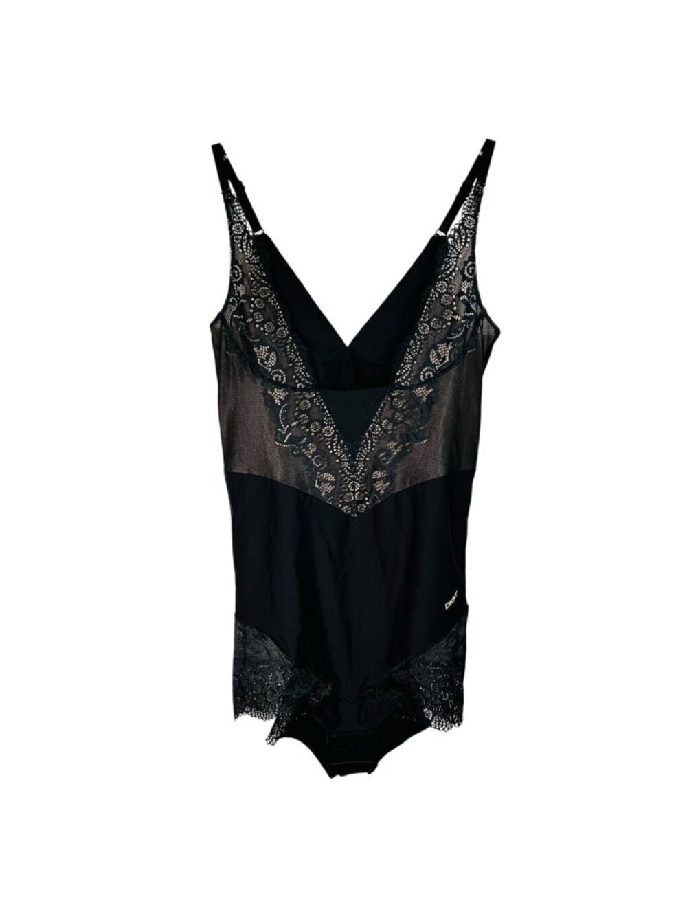DKNY Large Bodysuit Lace Black Coquette Flirty Romantic